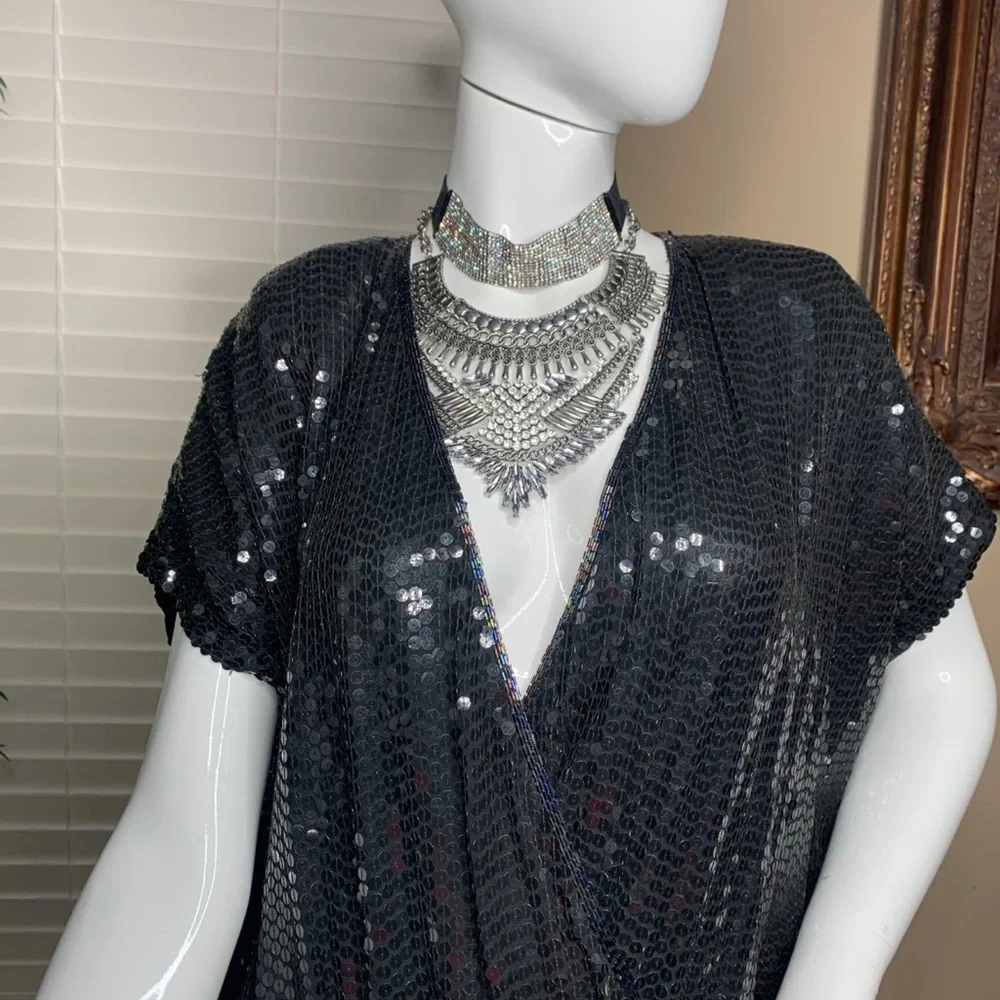 Black Sequence Dress 1920’s Style Size 8 - Picture 16 of 16